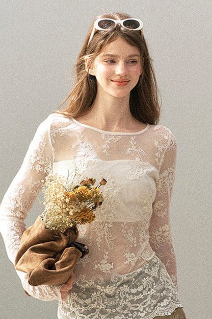 Camicia olandese in pizzo effetto formaggio