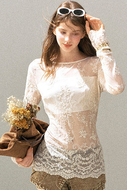 Camicia olandese in pizzo effetto formaggio