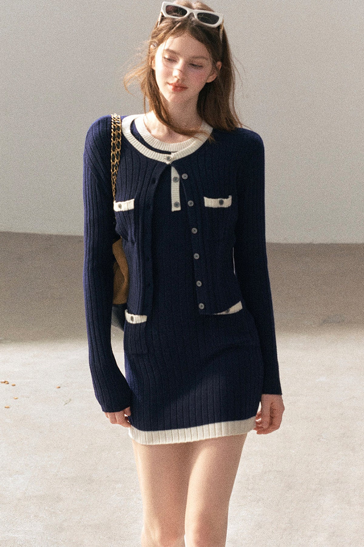Aomalm Quiet Blues Wool Dress and Jacket Set-Up