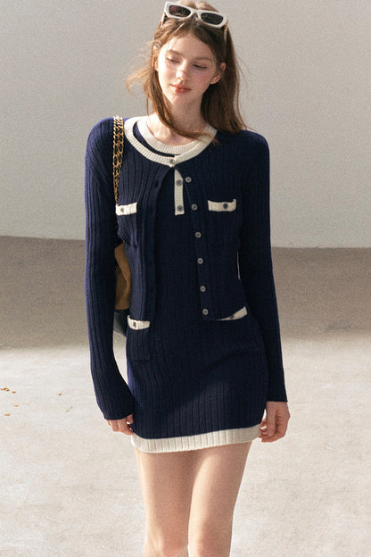 Aomalm Quiet Blues Wool Dress and Jacket Set-Up