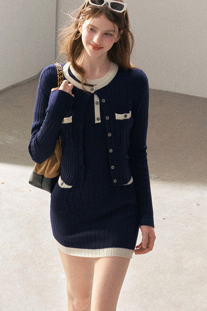 Aomalm Quiet Blues Wool Dress and Jacket Set-Up