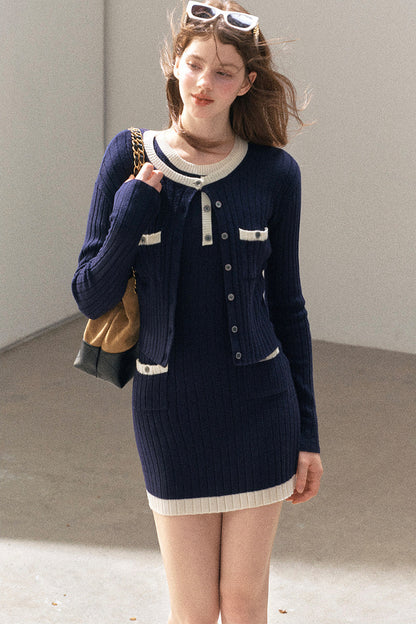 Aomalm Quiet Blues Wool Dress and Jacket Set-Up
