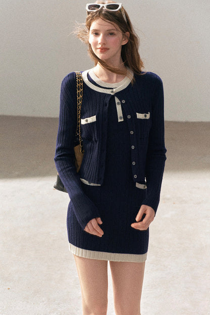 Aomalm Quiet Blues Wool Dress and Jacket Set-Up