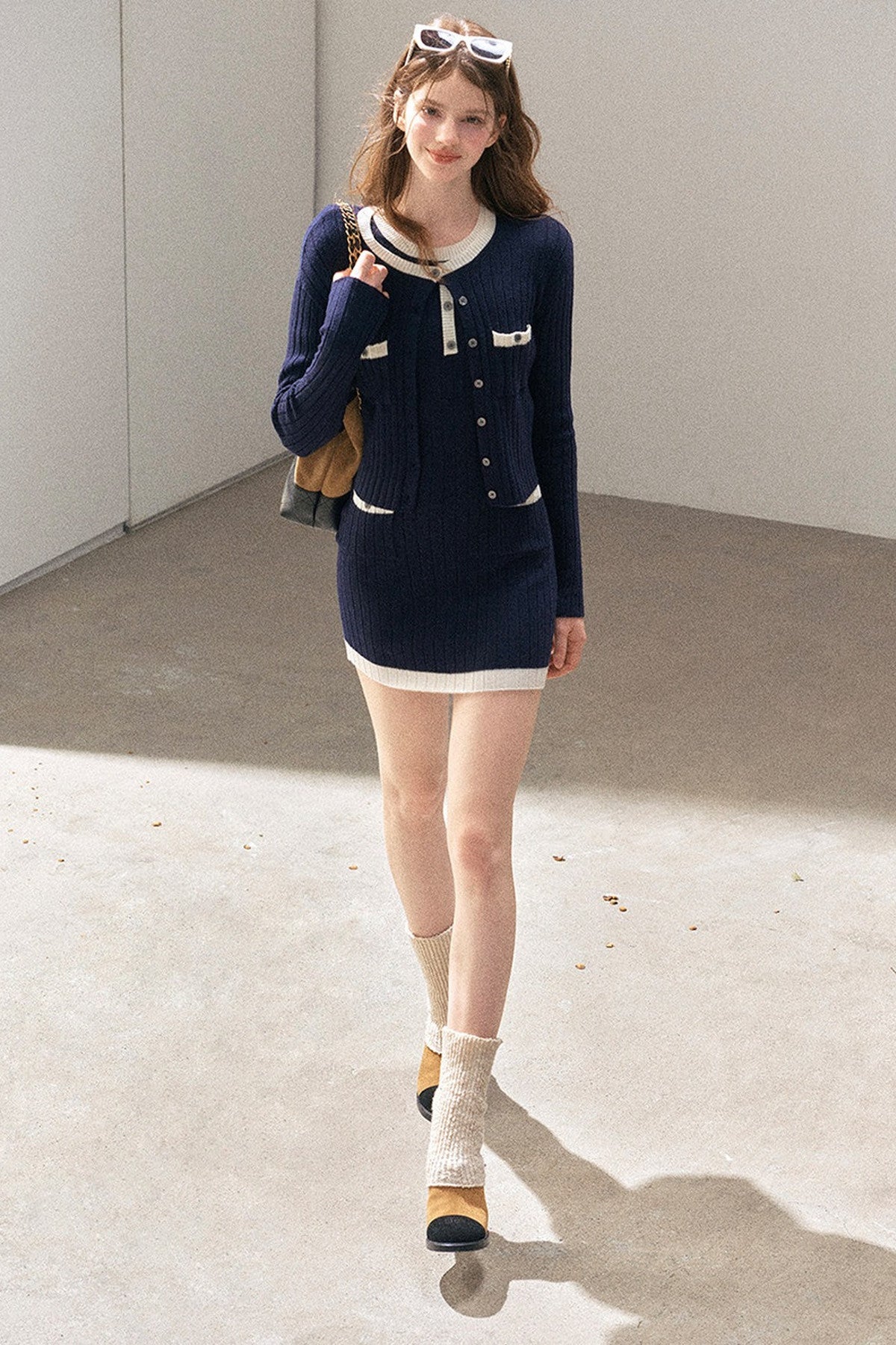Aomalm Quiet Blues Wool Dress and Jacket Set-Up