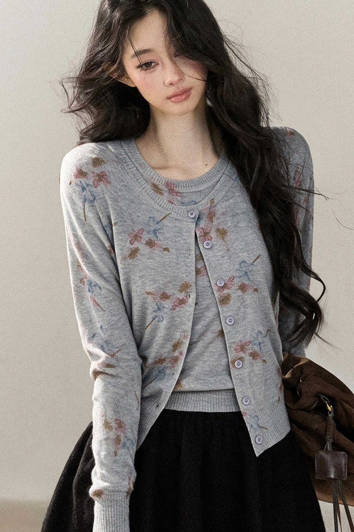 Floral Wool Jacket And Vest Set