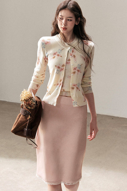 Floral Wool Jacket And Vest Set