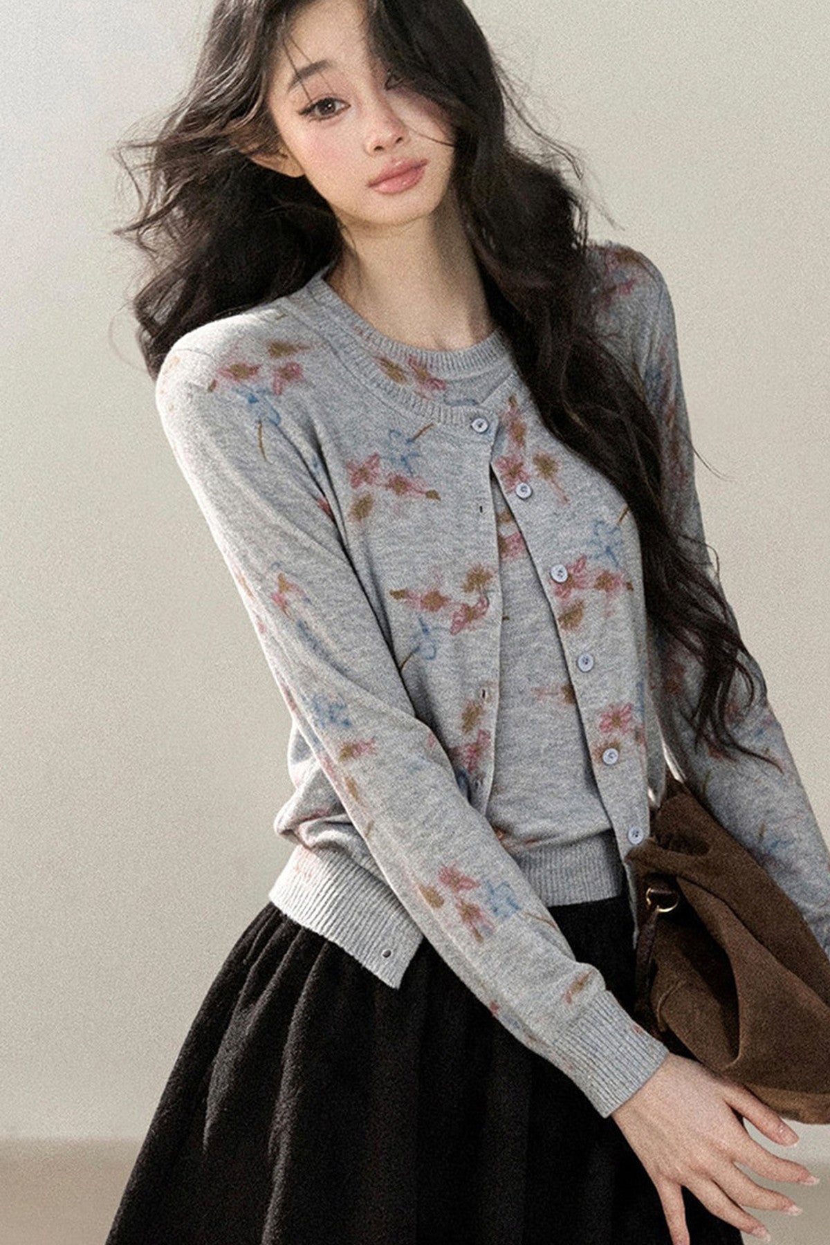 Floral Wool Jacket And Vest Set