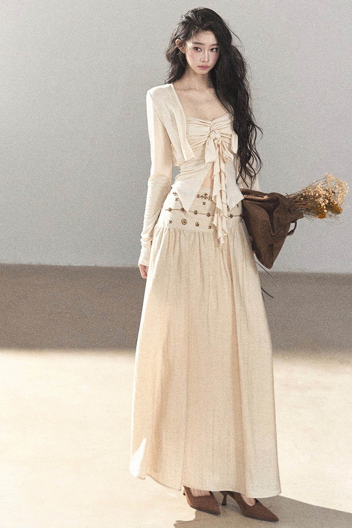 Simple Linen Cardigan and Skirt Set-Up