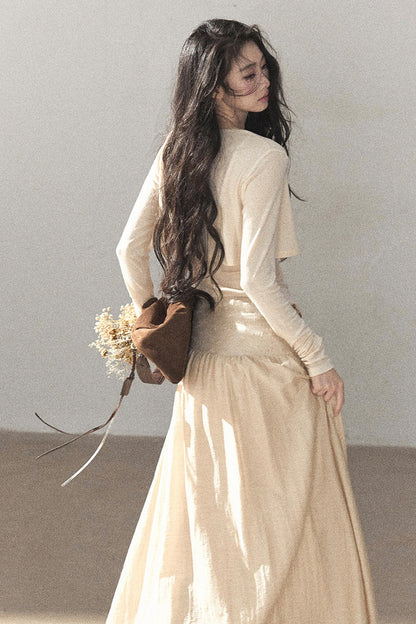 Simple Linen Cardigan and Skirt Set-Up
