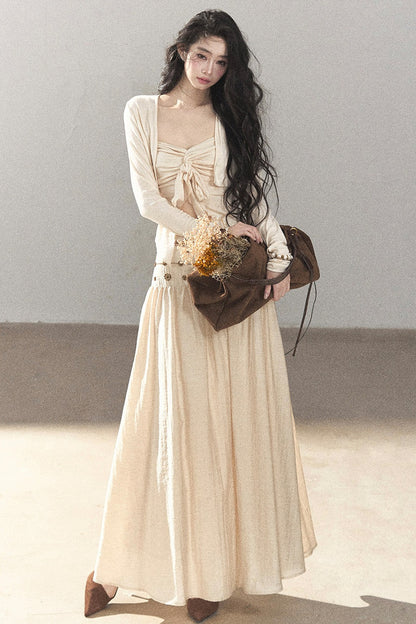 Simple Linen Cardigan and Skirt Set-Up