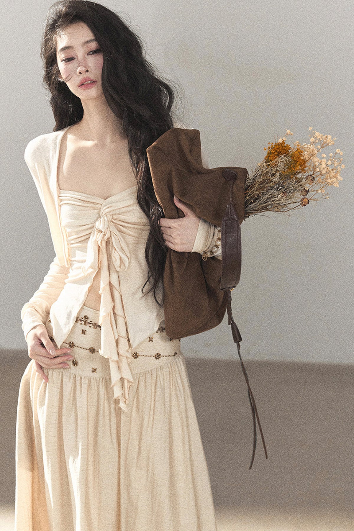 Simple Linen Cardigan and Skirt Set-Up