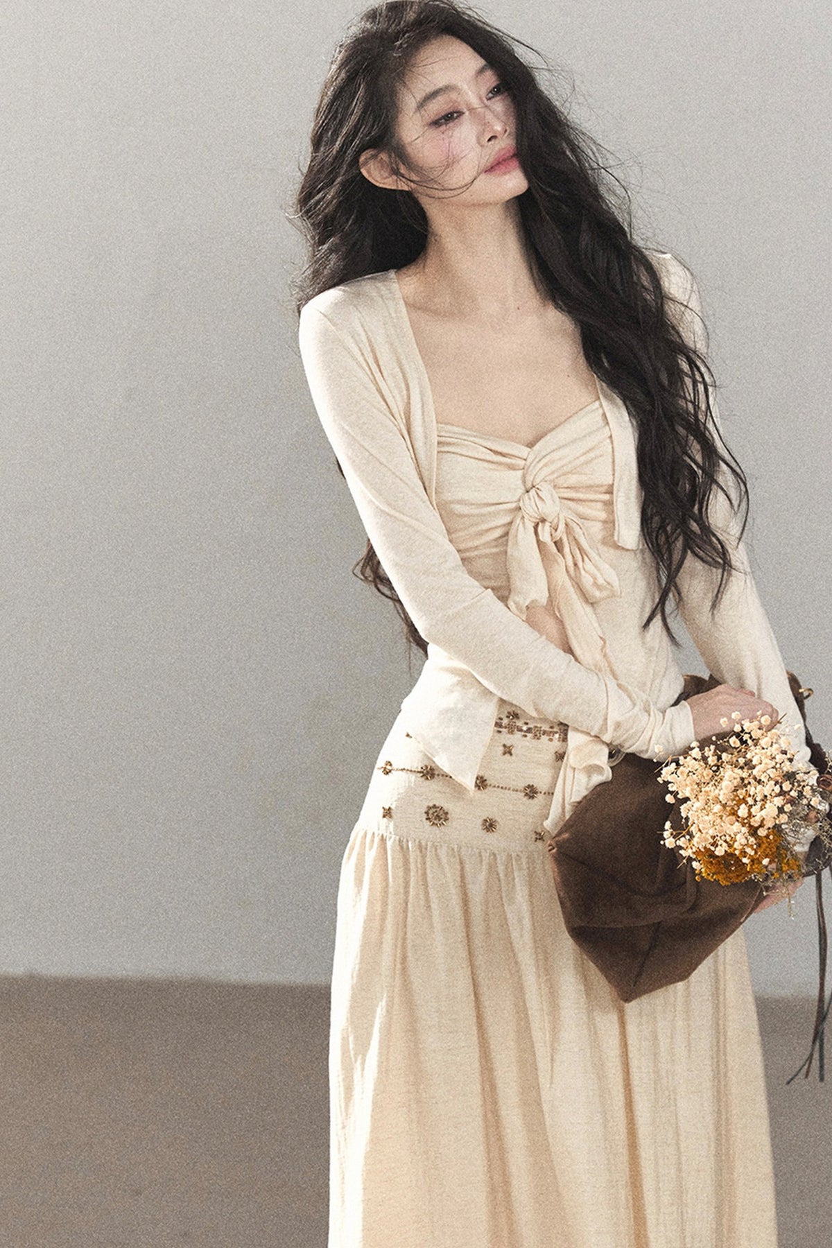 Simple Linen Cardigan and Skirt Set-Up