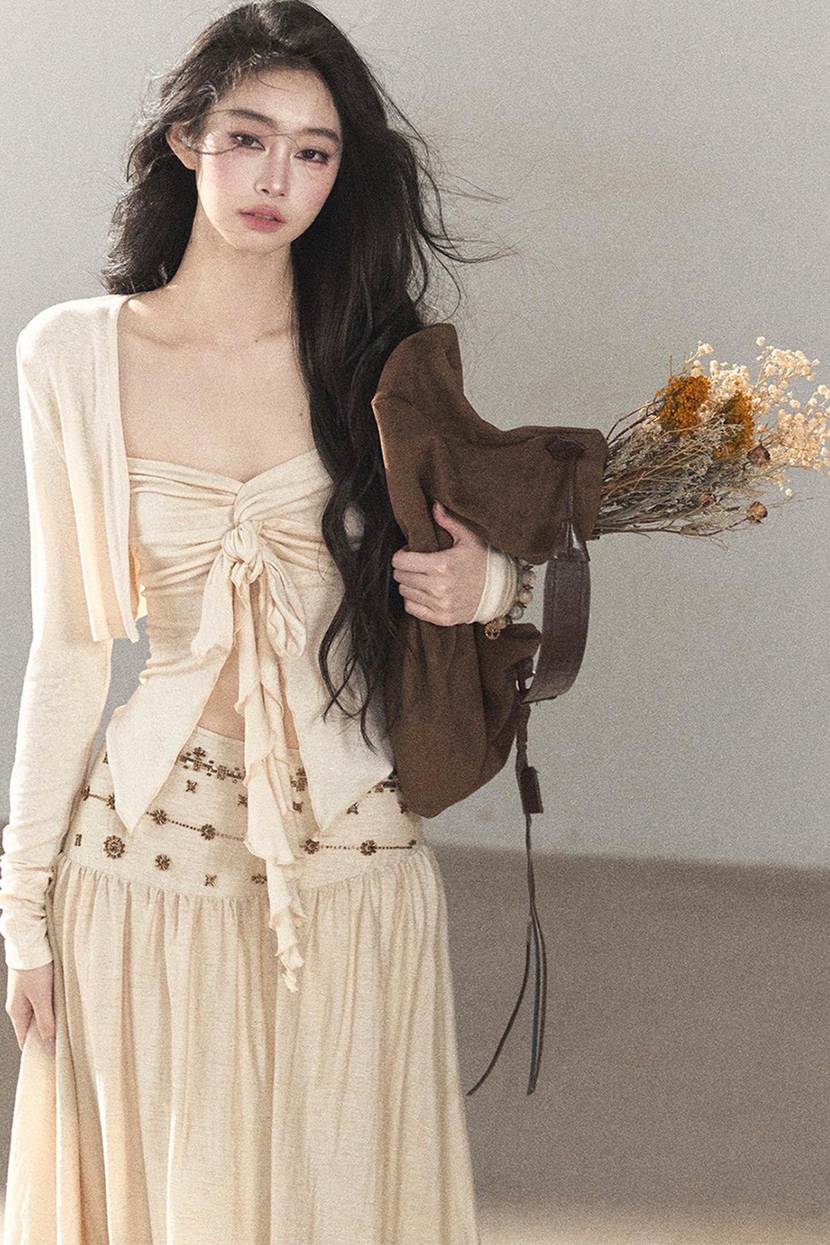 Simple Linen Cardigan and Skirt Set-Up