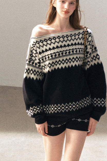 Jersey de lana australiana con motivo Fair Isle