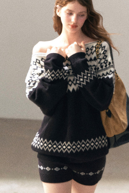 Jersey de lana australiana con motivo Fair Isle