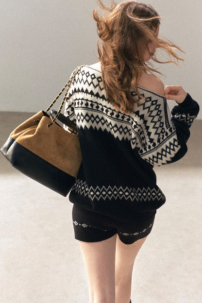 Jersey de lana australiana con motivo Fair Isle