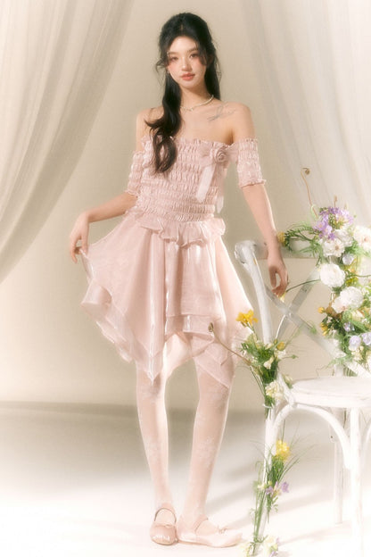 Off-Shoulder Satin Ballet Dress