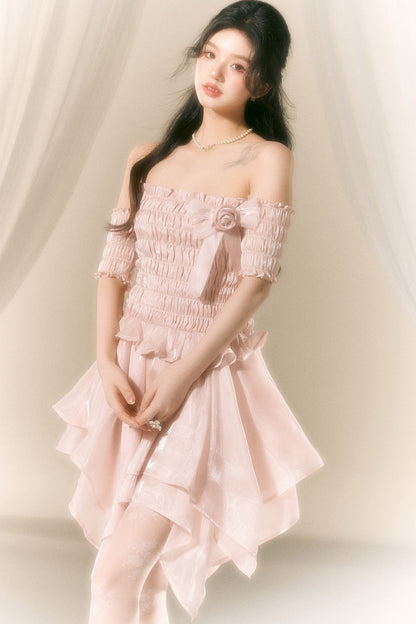 Off-Shoulder Satin Ballet Dress
