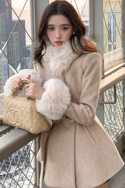Rich Girl Style Cape Wool Coat Set-Up