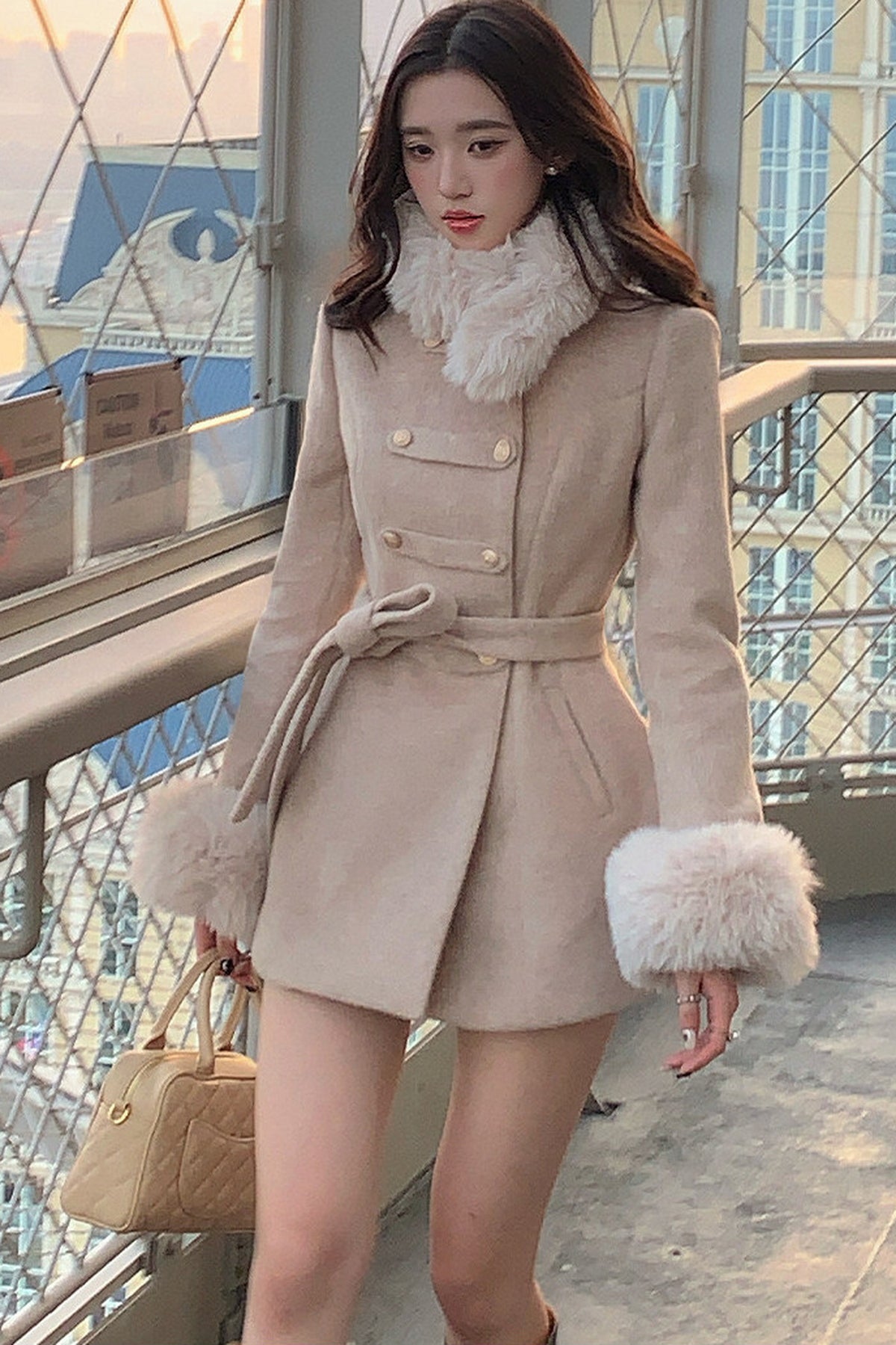 Rich Girl Style Cape Wool Coat Set-Up
