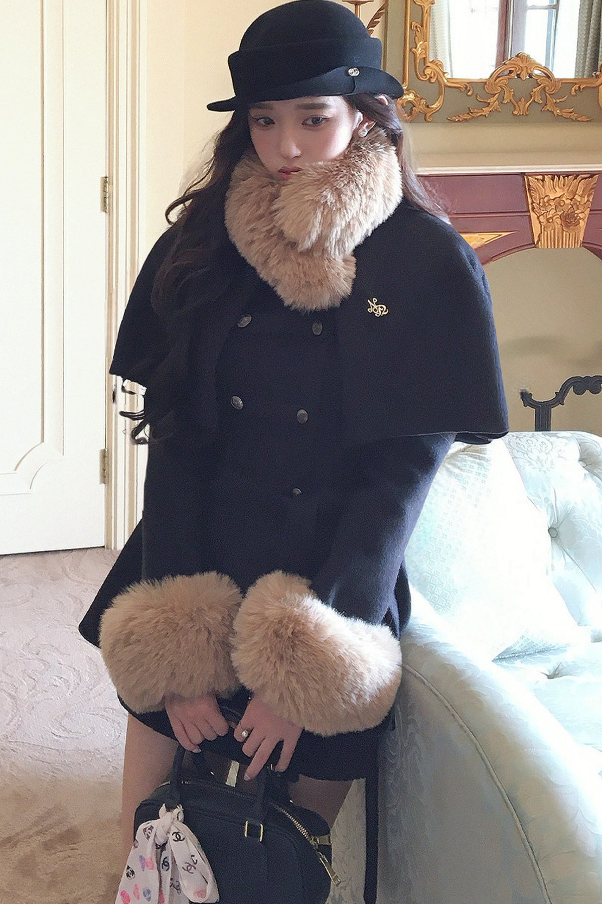 Rich Girl Style Cape Wool Coat Set-Up