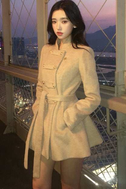 Rich Girl Style Cape Wool Coat Set-Up