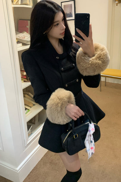 Rich Girl Style Cape Wool Coat Set-Up