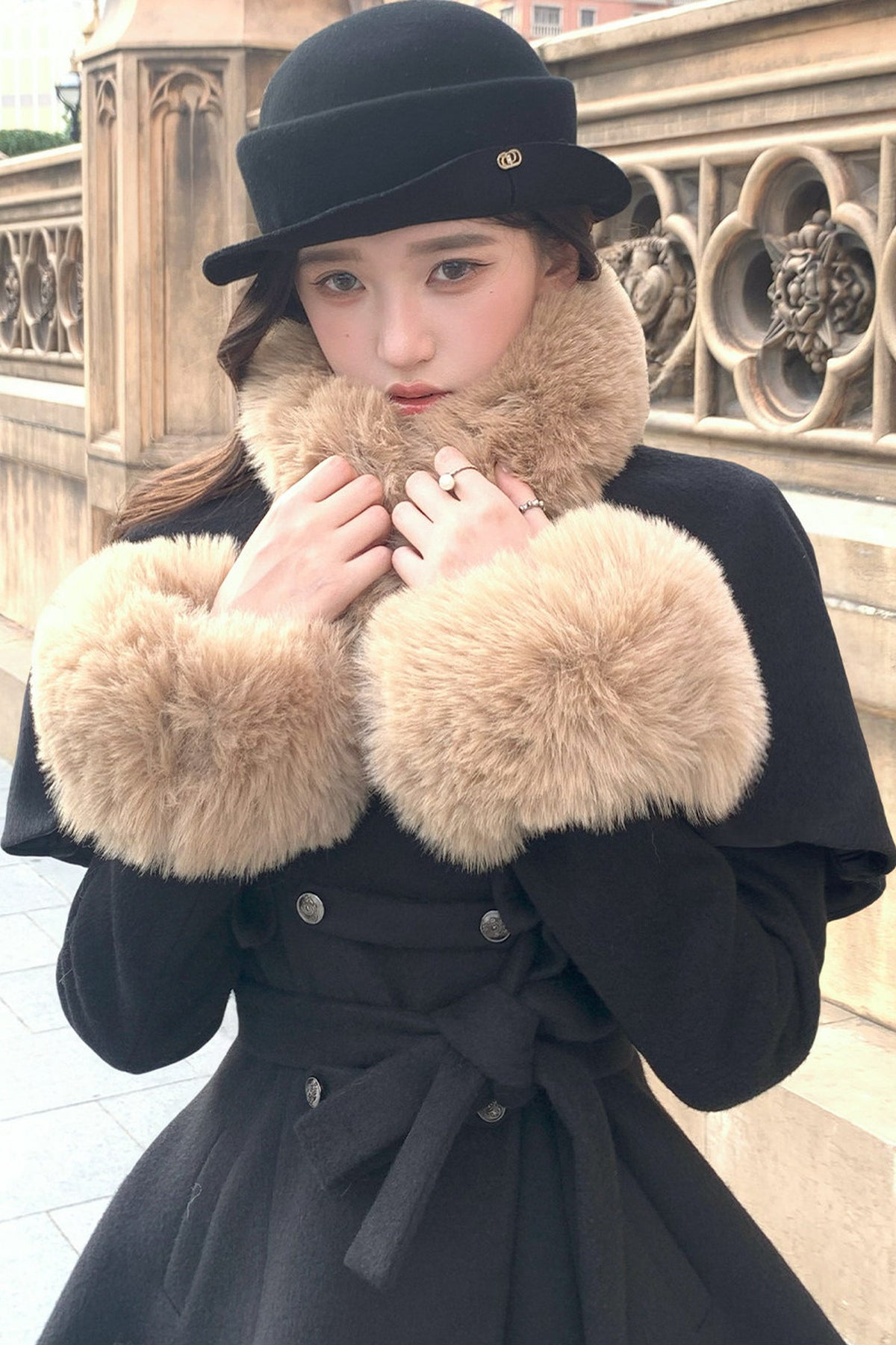 Rich Girl Style Cape Wool Coat Set-Up