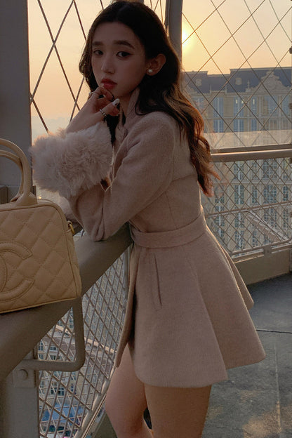 Rich Girl Style Cape Wool Coat Set-Up