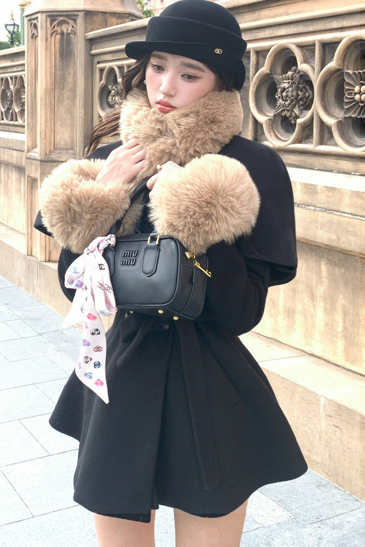 Rich Girl Style Cape Wool Coat Set-Up
