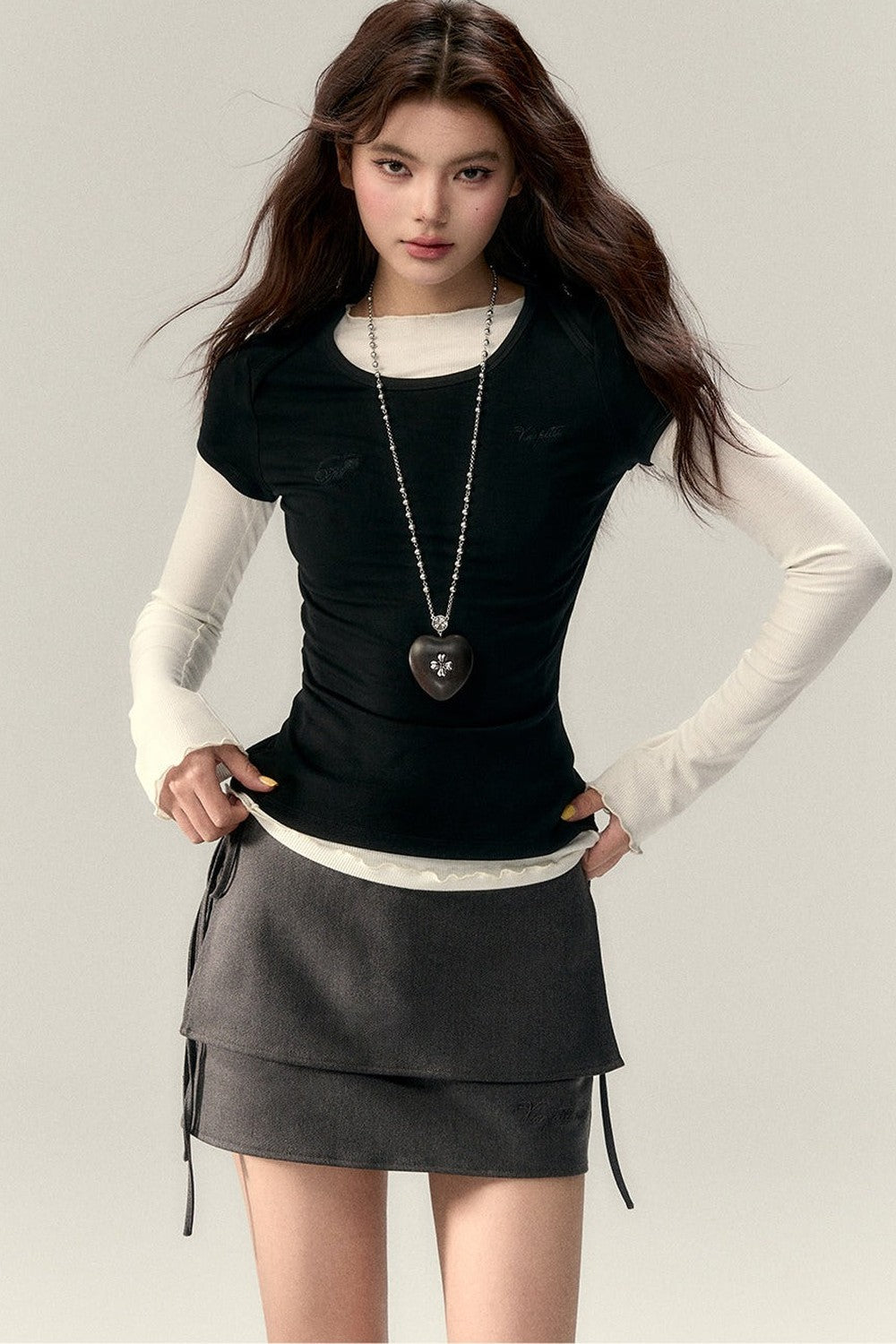 Viapitti Wavy Edge Layered T-Shirt Set-Up