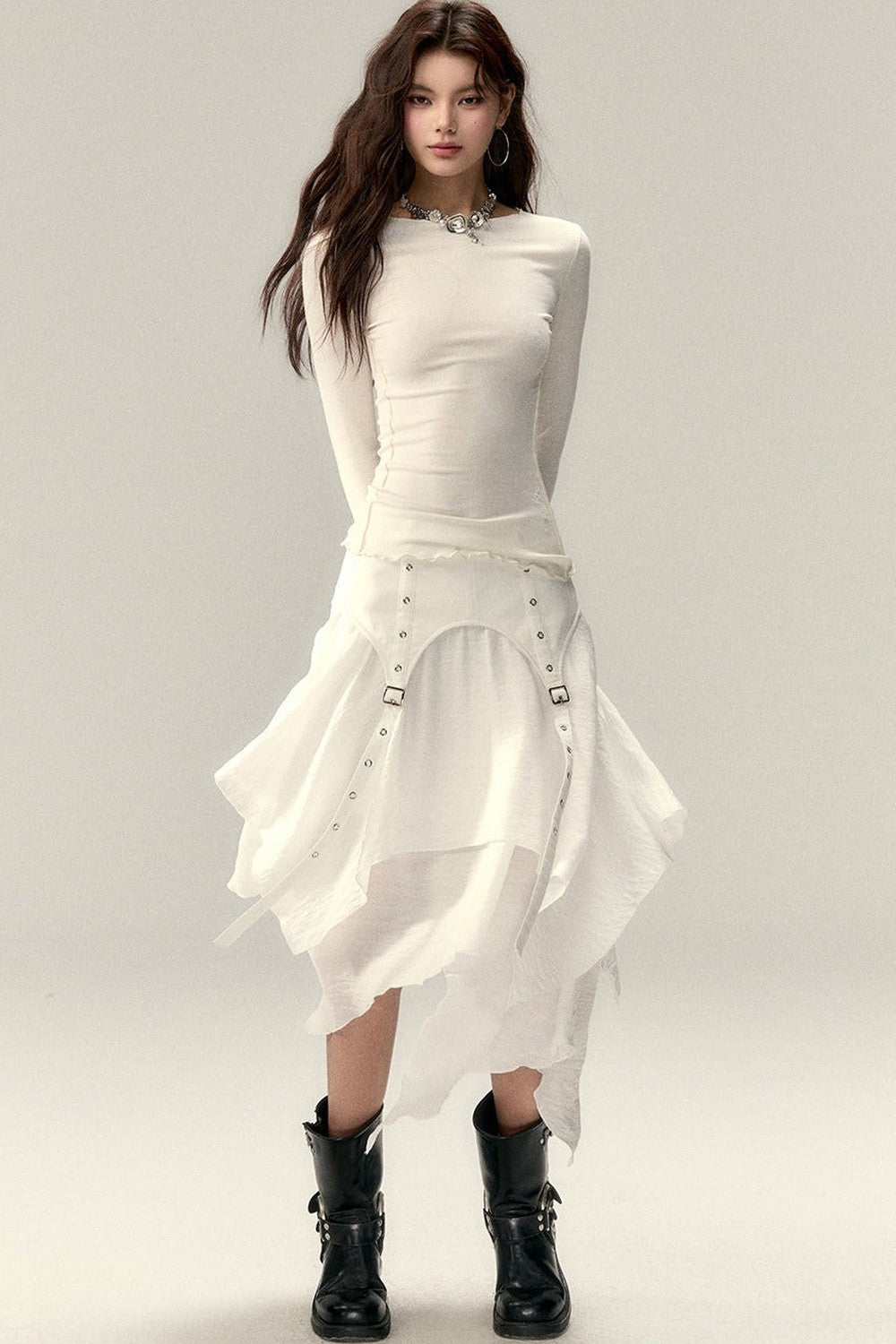 Viapitti Wavy Edge Layered T-Shirt Set-Up