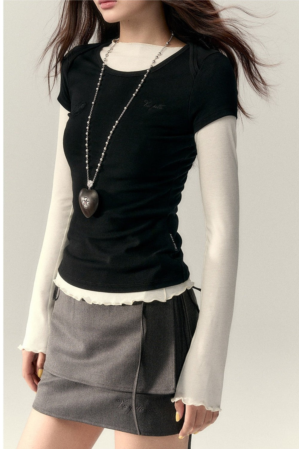 Viapitti Wavy Edge Layered T-Shirt Set-Up