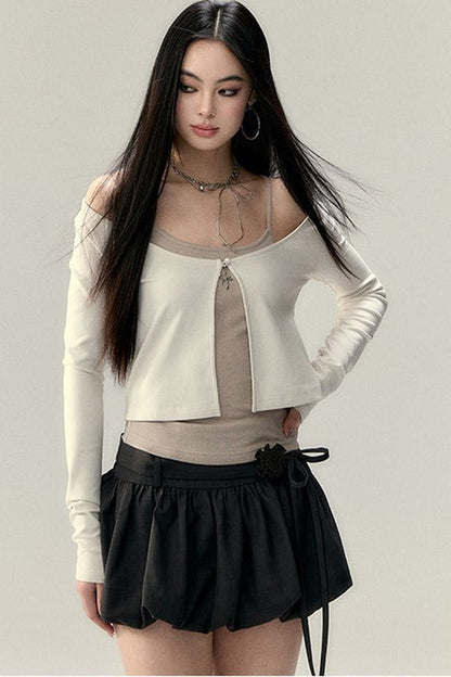 Pendant Blouse Vest Set