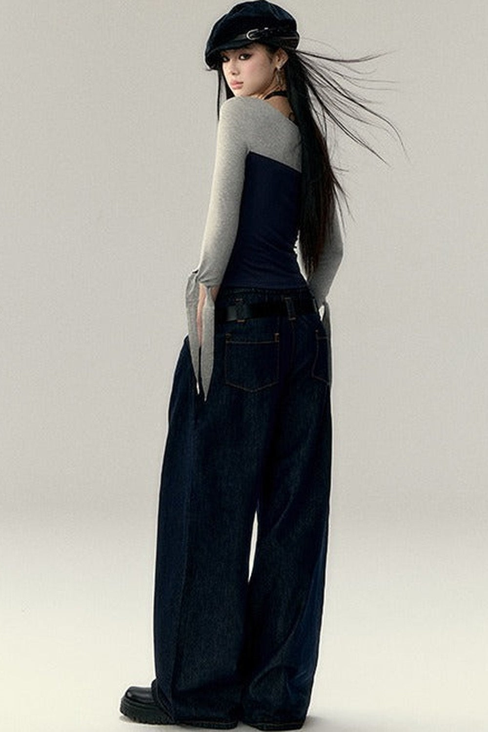 Vintage Wide-Leg Denim Pants