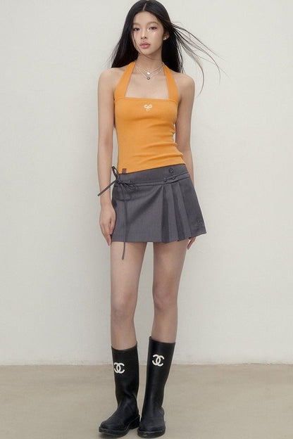 Pleated Bow-Tie Skirt