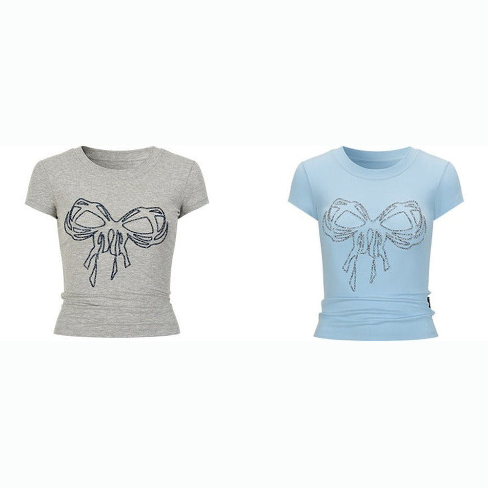 Rhinestone Bowknot T-Shirt