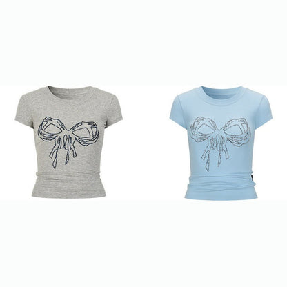 Rhinestone Bowknot T-Shirt