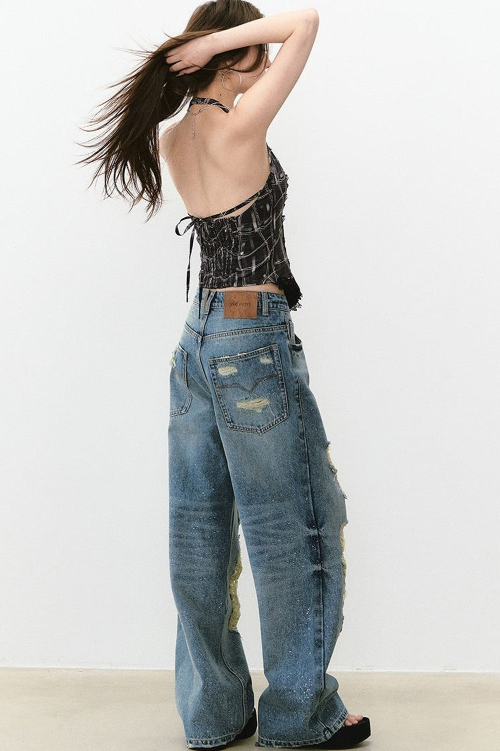 Heavy Lace Patchwork Halter Tank Top