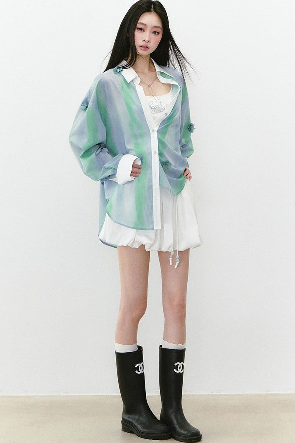 White Acetate Satin A-Line Skirt