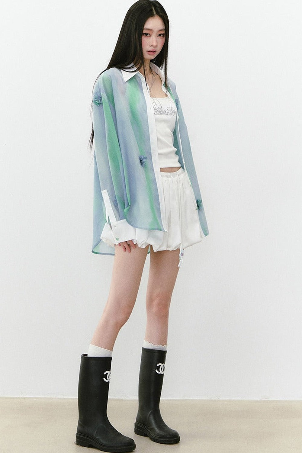 White Acetate Satin A-Line Skirt