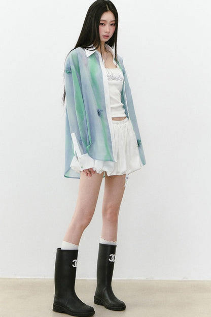 White Acetate Satin A-Line Skirt