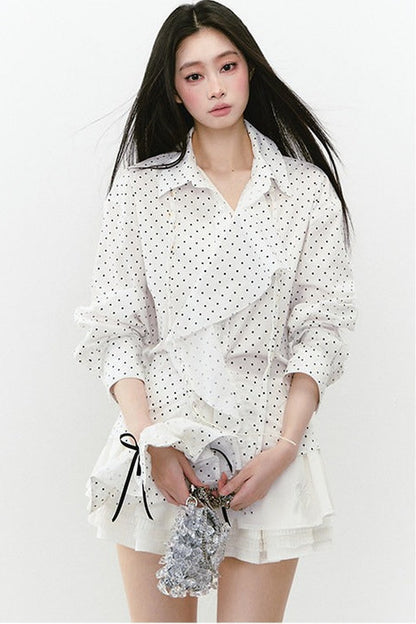 Layered Cropped Long-Sleeve Shirt