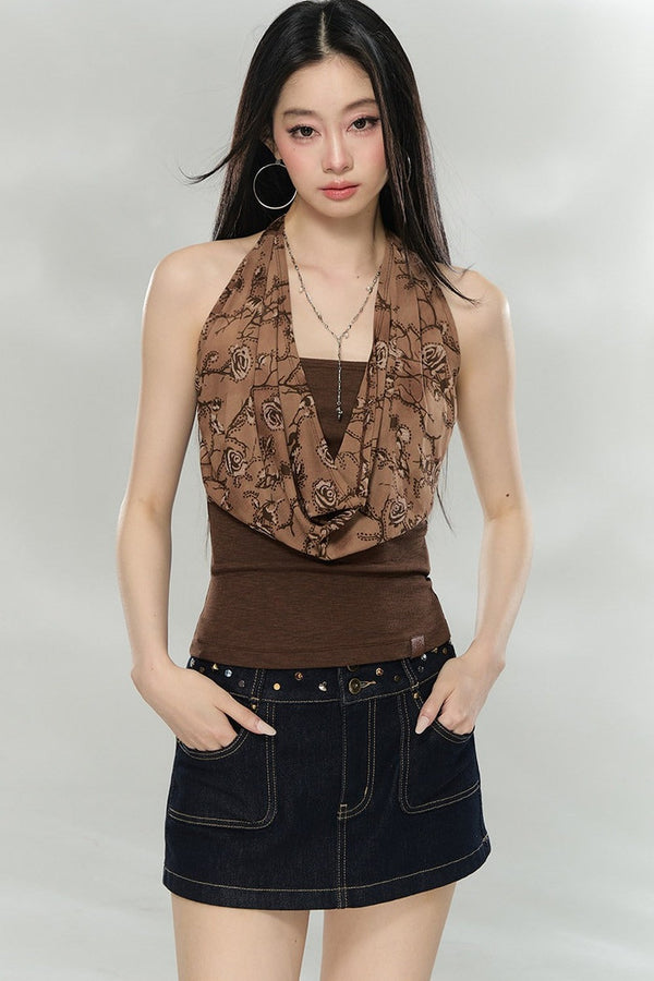 Chain Halter Neck Tank Top