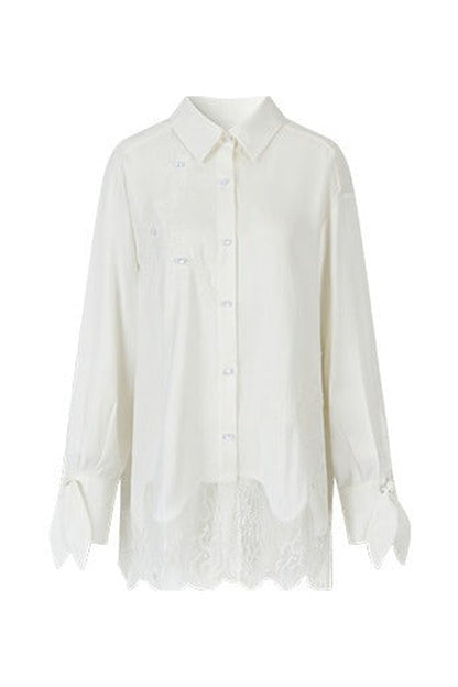 Linen Lace Beaded Top