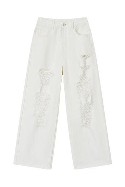 Rhinestone Ripped Denim Pants