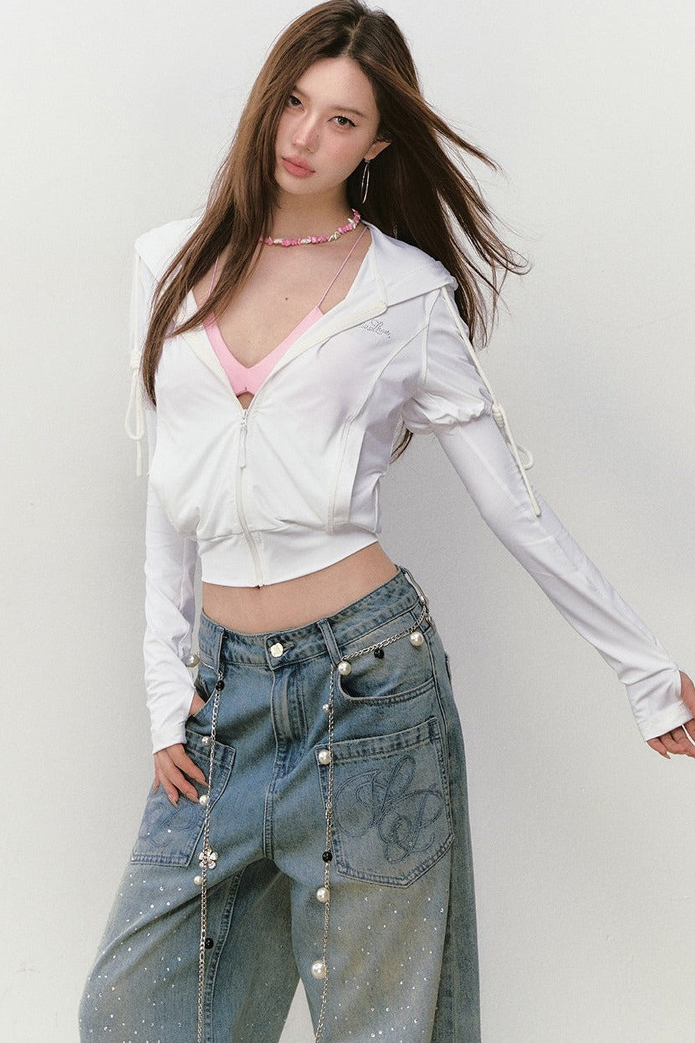 비아피티 자외선 차단 지수 50+ 라인스톤 재킷