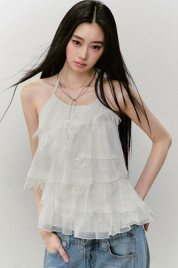 Lace Patchwork Halter Top