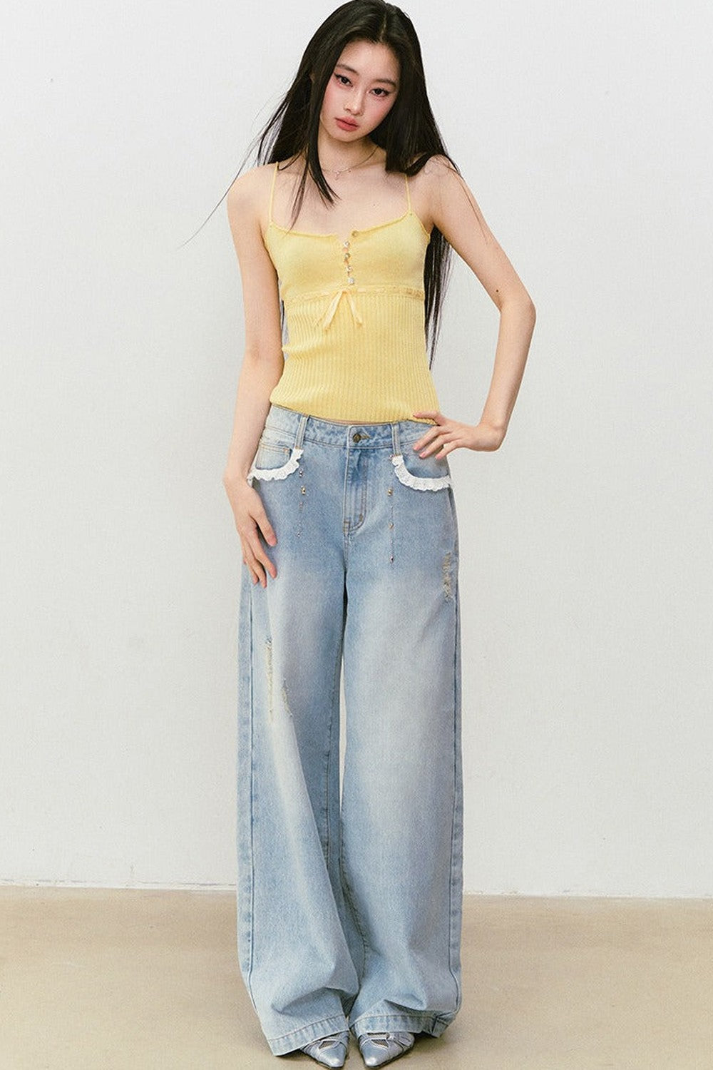 Lyocell Knit Ribbon Camisole