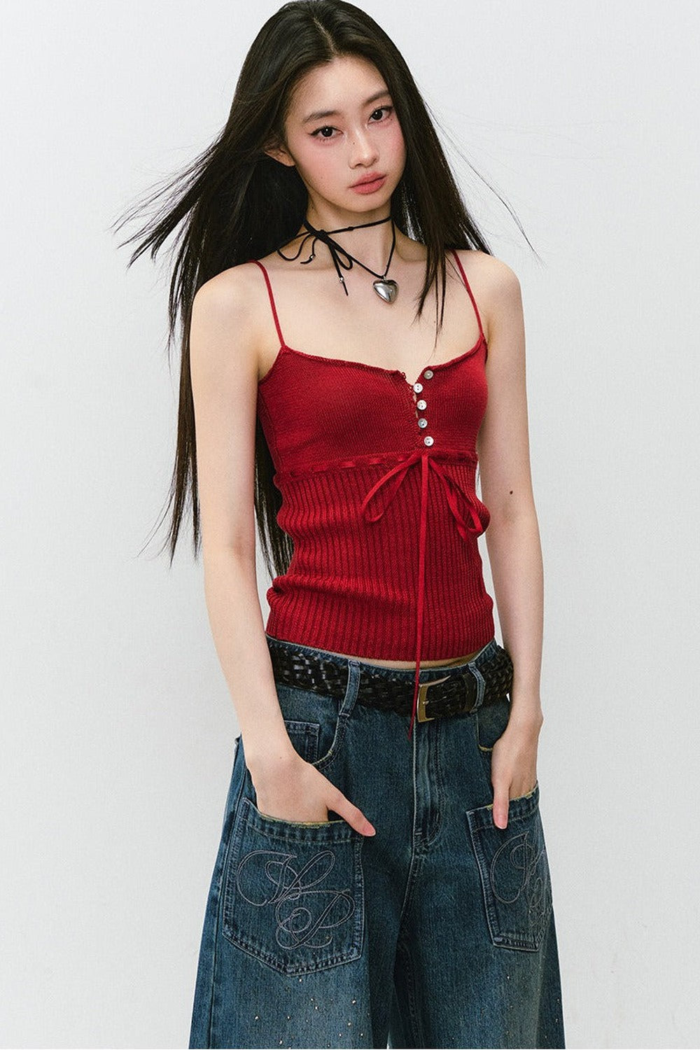 Lyocell Knit Ribbon Camisole